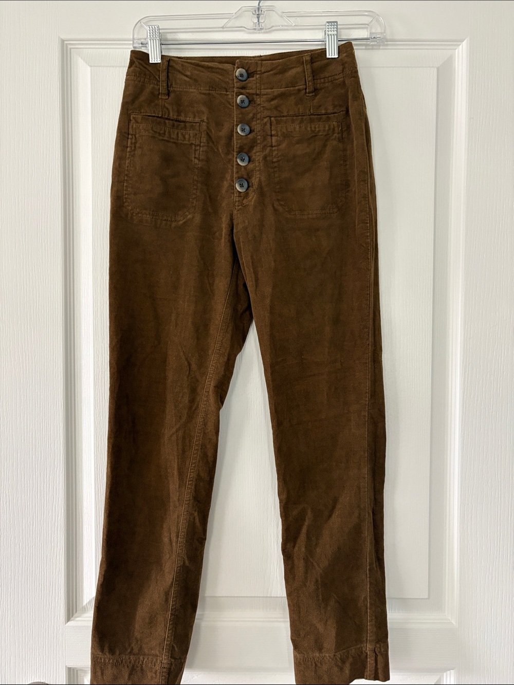 Free People Dark Brown Button-Fly Pants